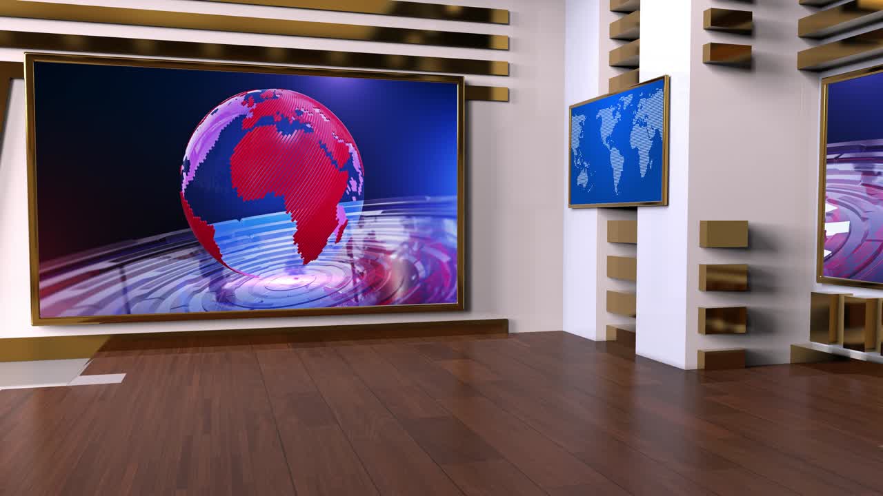 el bucle de noticias del estudio de televisión virtual 3d