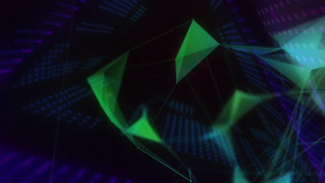 animación de redes de conexiones sobre un fondo de túnel de neón brillante