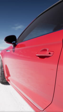 red audi convertible on a salt flat