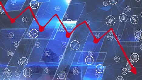 Animation-of-data-processing-over-network-of-connections-and-shapes