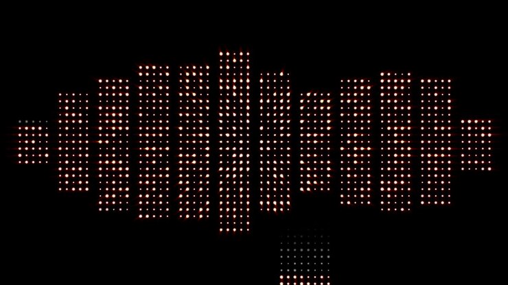 Music Waves, Lights Bulbs Animation, Rendering, Background, Loop