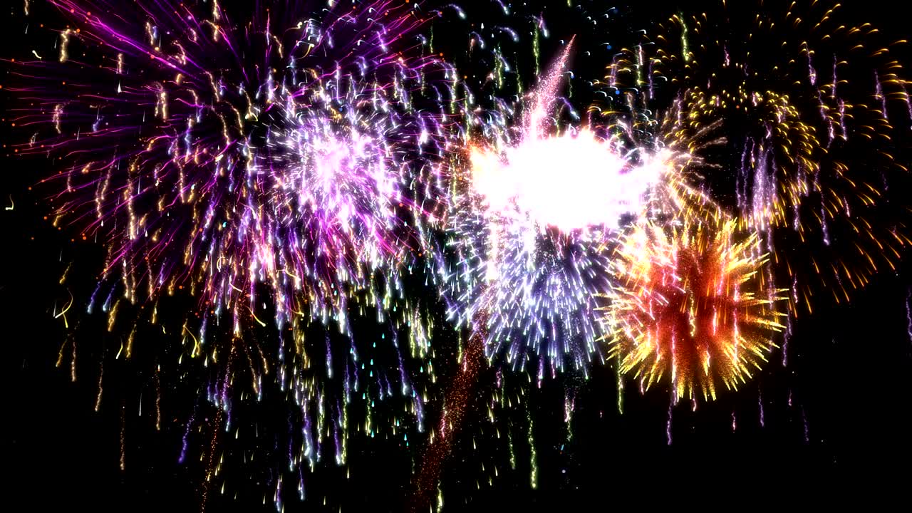 fuegos artificiales aislados multicolores en bucle gran final