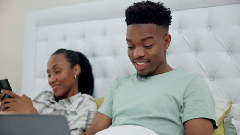 Smile,-night-and-a-black-couple-with-a-laptop