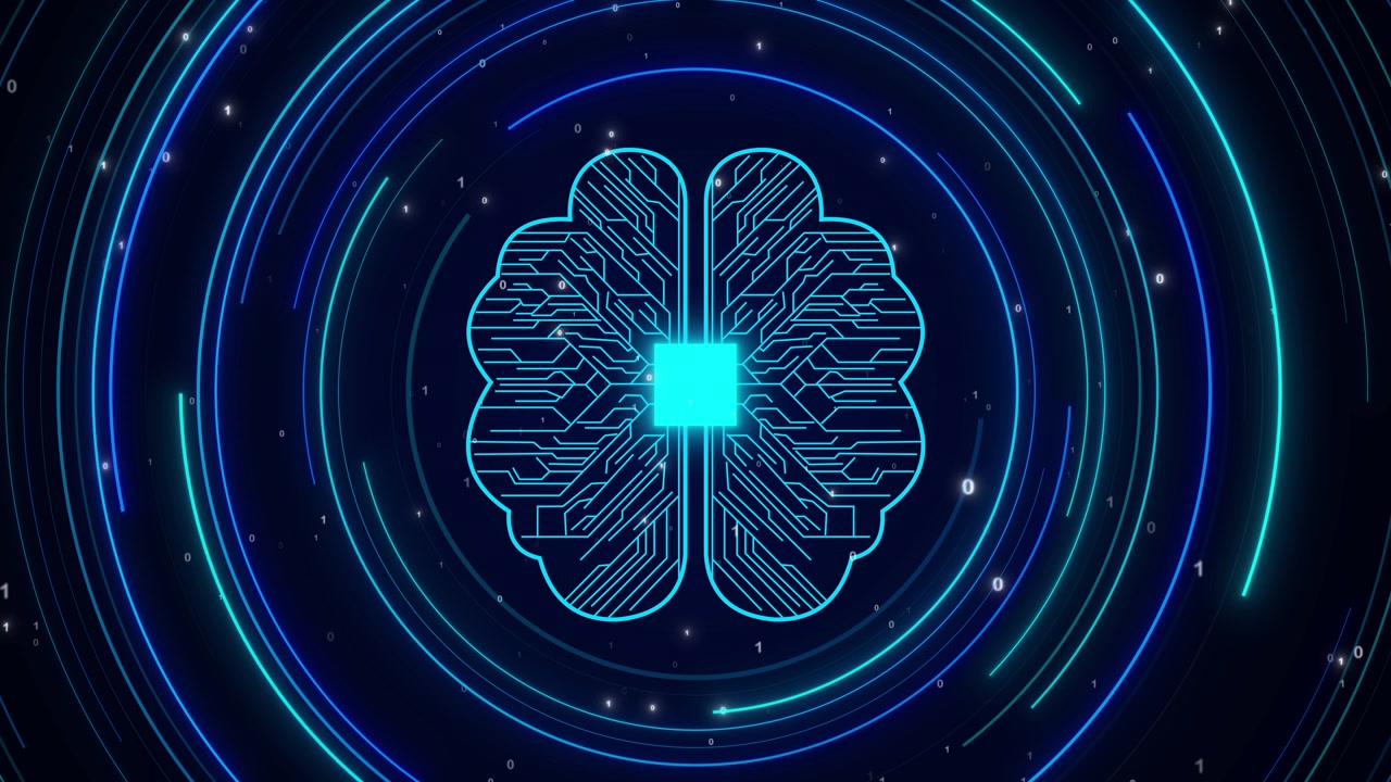 Digital Brain Circuitry Animation Representing Artificial Intelligence