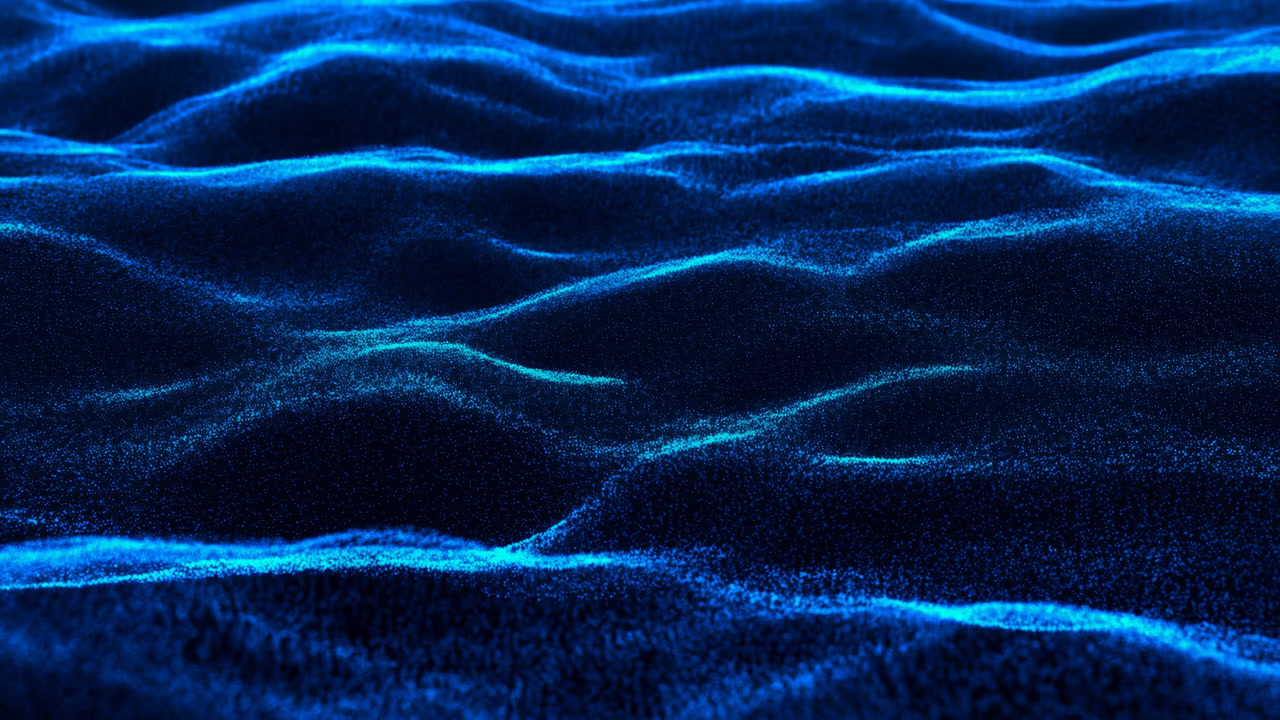 Blue Textured Wave Forms Ripple Across Dark Seabed, Highlighting Soft Illuminated Crests And Velvety Troughs