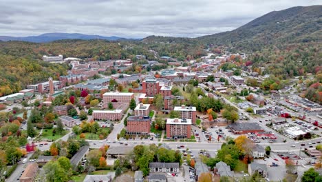 boone nc, north carolina, appalachian state university campus aerial