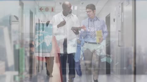animation of data processing over diverse doctors talking