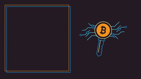 4k video del símbolo de bitcoin en el fondo negro.
