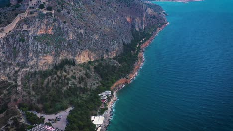nafplio city and palamidi fortress filmed from drone, nice view of mountain and sea