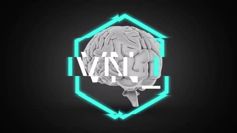 animation of nft in hexagon over brain on black background