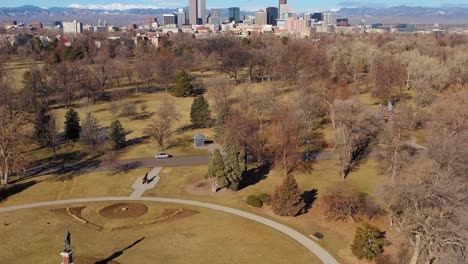 good aerial of downtown denver colorado skyline and business district from city park