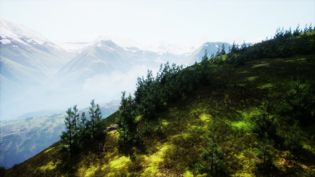 hermoso paisaje montañoso con pico cubierto de nieve