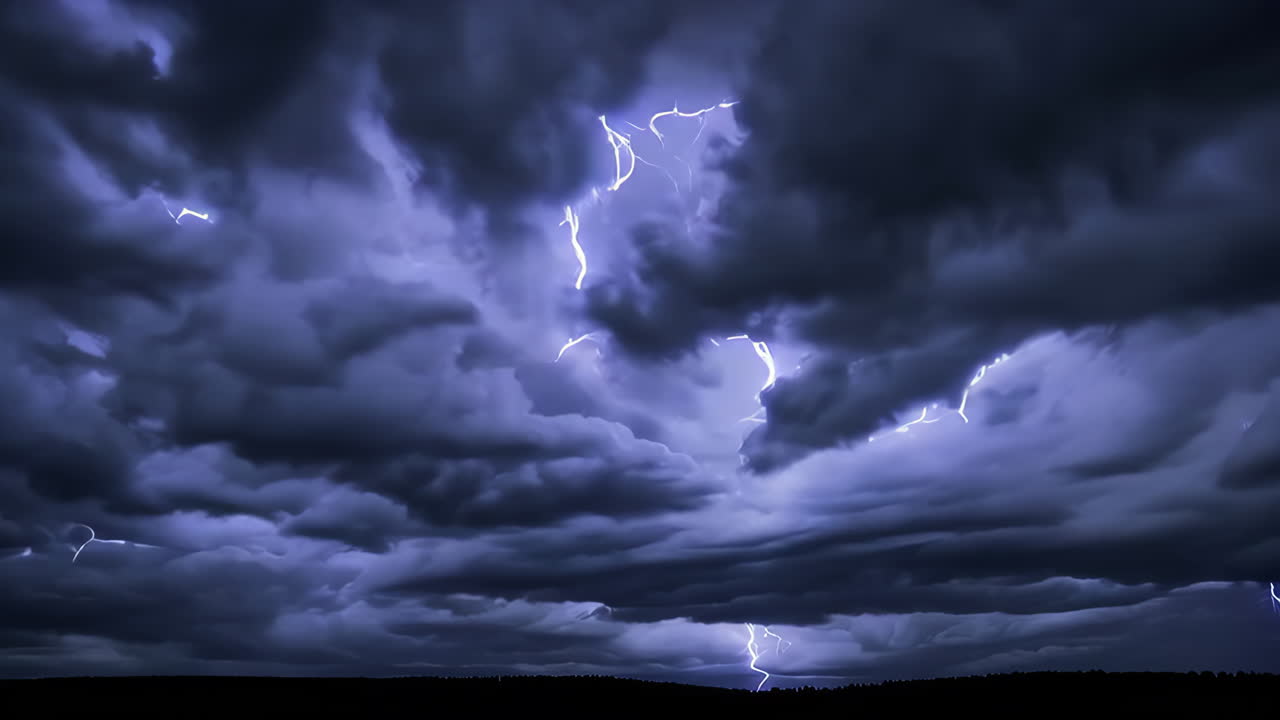 Nighttime Thunderstorm with Lightning