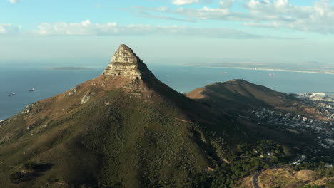 aerial: lions head cape town with sunset