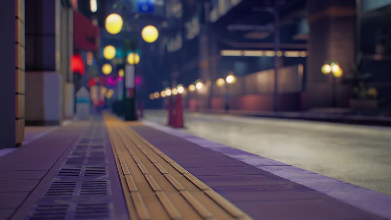 네온 조명 을 가진 일본 도시 의 야간 장면