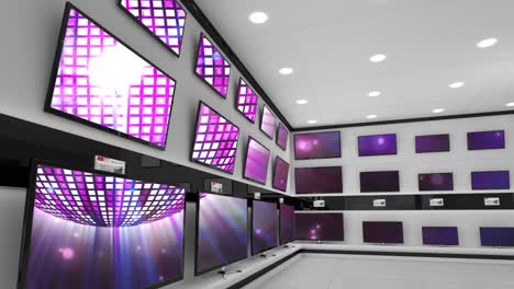 Animation-of-rows-of-television-sets-with-glowing-screens-in-store