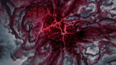stormy space landscape with lightning