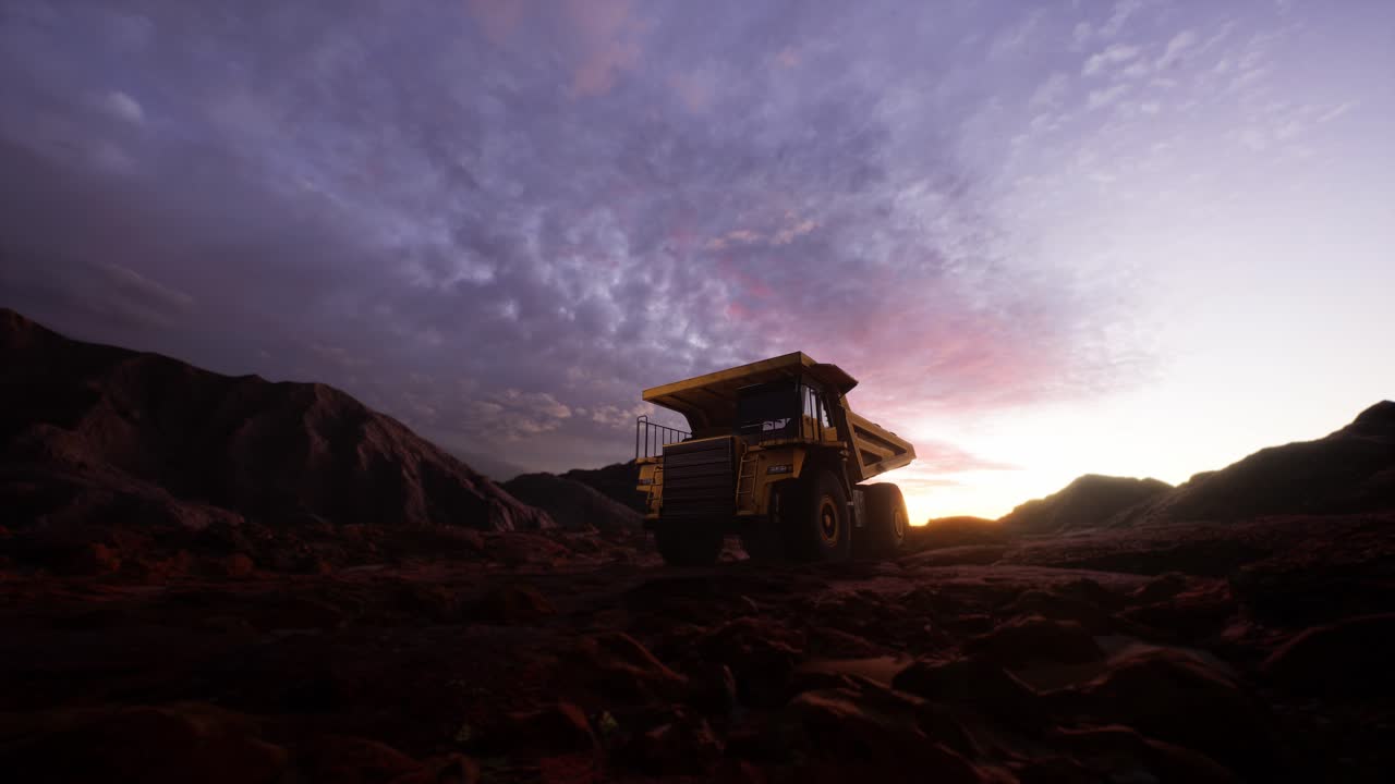 Yellow Dump Truck, Truck Mining At Mining Site