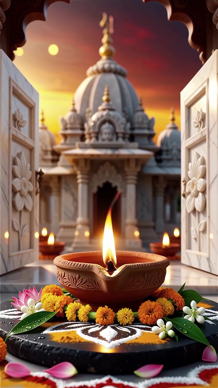 Sfondo del Festival Diwali con lanterne e decorazioni tradizionali Diyas.