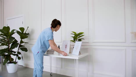 physiotherapist preparing the massage room