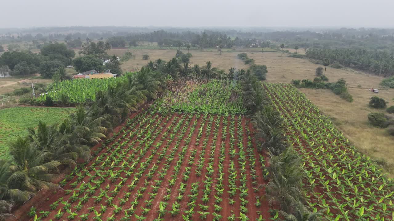 Aerial Drone shot of farming land in coimbatore india