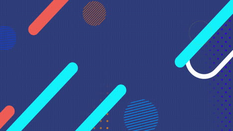 animación de formas abstractas de colores contra el espacio de copia en fondo azul.