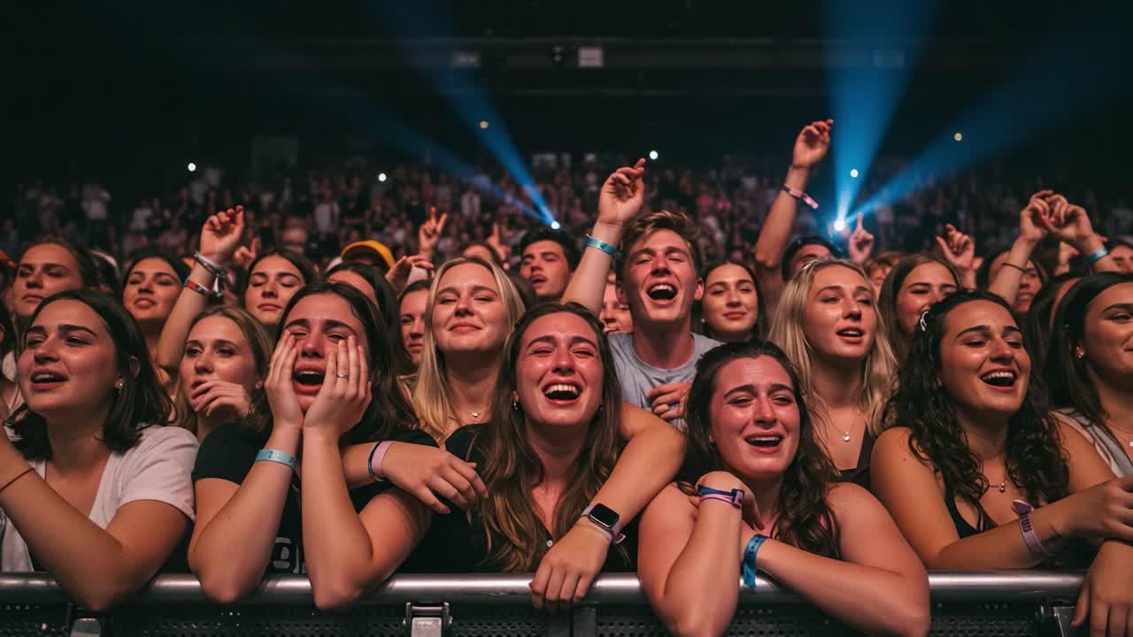 Excitement and Emotion Shine Through in a Captivating Crowd Experience at an Energetic Live Concert Performance