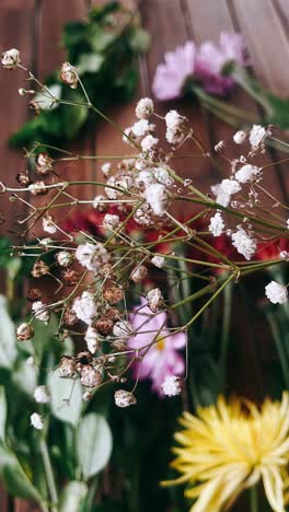 beautiful floral arrangement on wooden table