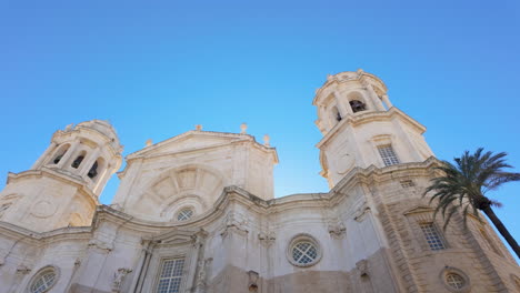 detailed view of the facade of a baroque cathedral in cádiz