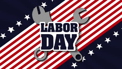 labor day card with usa flag and wrench keys