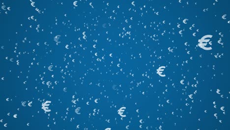 white symbols of european currency euro on a blue background. simple seamless loop business motion graphic animated elements