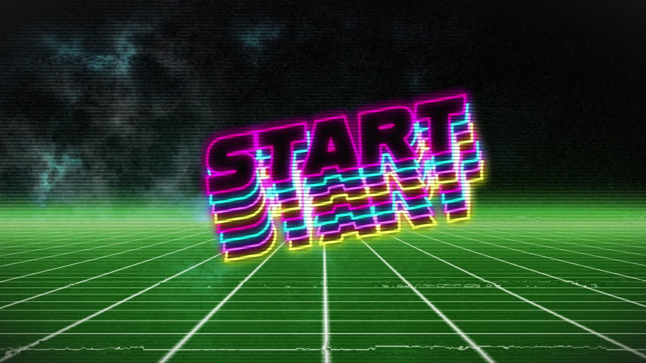 animación del texto de inicio sobre líneas blancas sobre fondo negro