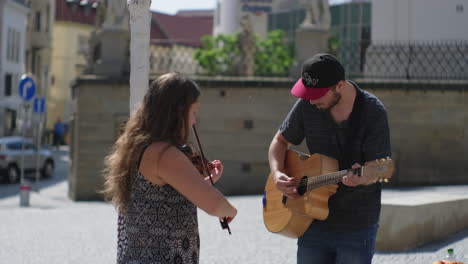 street musicians performing