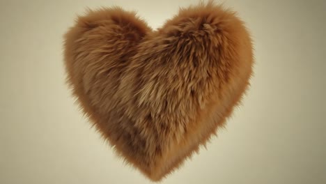 fluffy brown heart beats softly against a white background, evoking feelings of love and tenderness