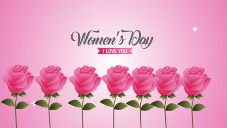 happy womens day card with pink roses