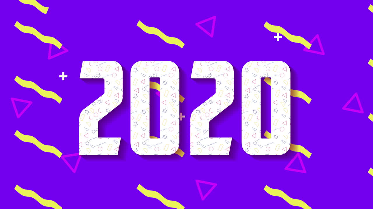 colori e figure geometriche animazione con l'anno 2020