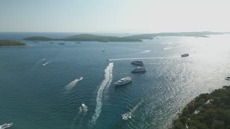 drone shot of boats in croatia