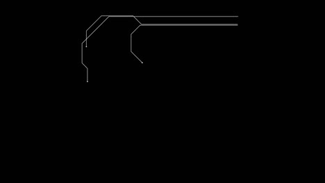 Animation-of-lines-starting-the-microchip-electron-scheme,-dark-background-suitable-for-overlay-with-alpha-matte-blending-option,-digital-lines-artsy-concept