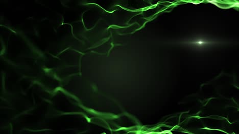fluido abstracto, fondo líquido. imitación verde brillante de las olas, que se mueven sobre un telón de fondo negro. la luz borrosa mirada blanca está dentro de las ondas. 4k.