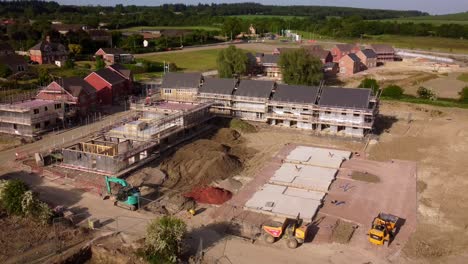 drone shot housing development and construction in wiltshire in england