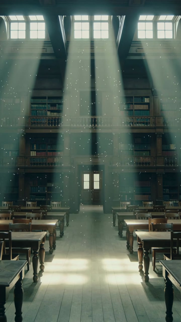 Sunbeams and Dust Motes in a Grand Old Library Study Hall