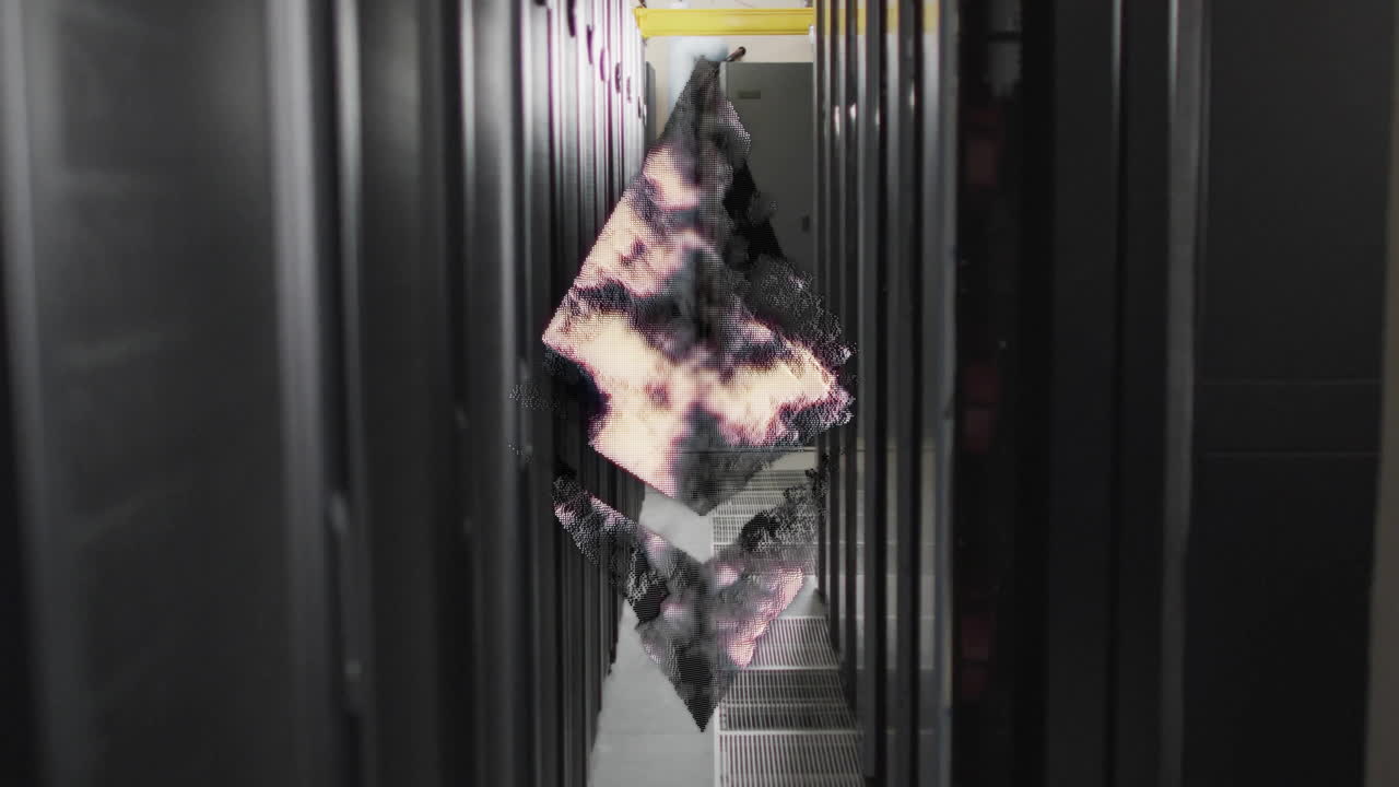 데이터 센터 서버 랙에 대한 추상적인 기하학적 모양 애니메이션