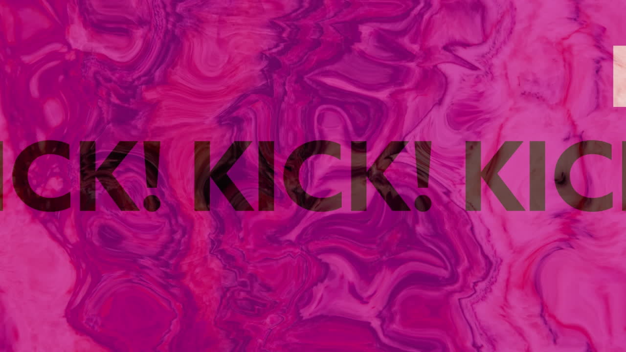 Animation of text kick on colourful background