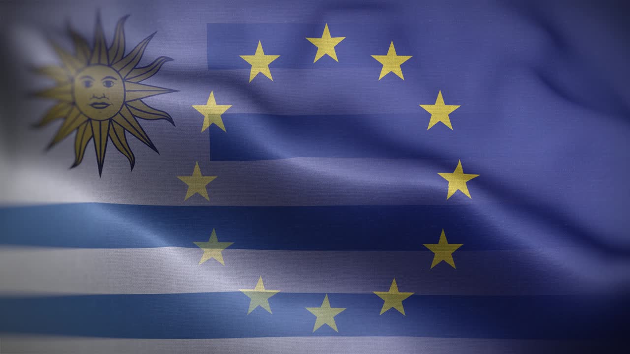 Bandiera UE Uruguay Sfondo in loop 4K