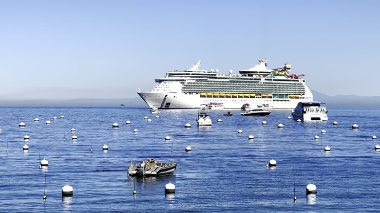 Cruise ship anchored off shore