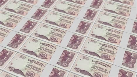 50-Billetes-Bolivianos-Impresos-Por-Una-Prensa-De-Dinero