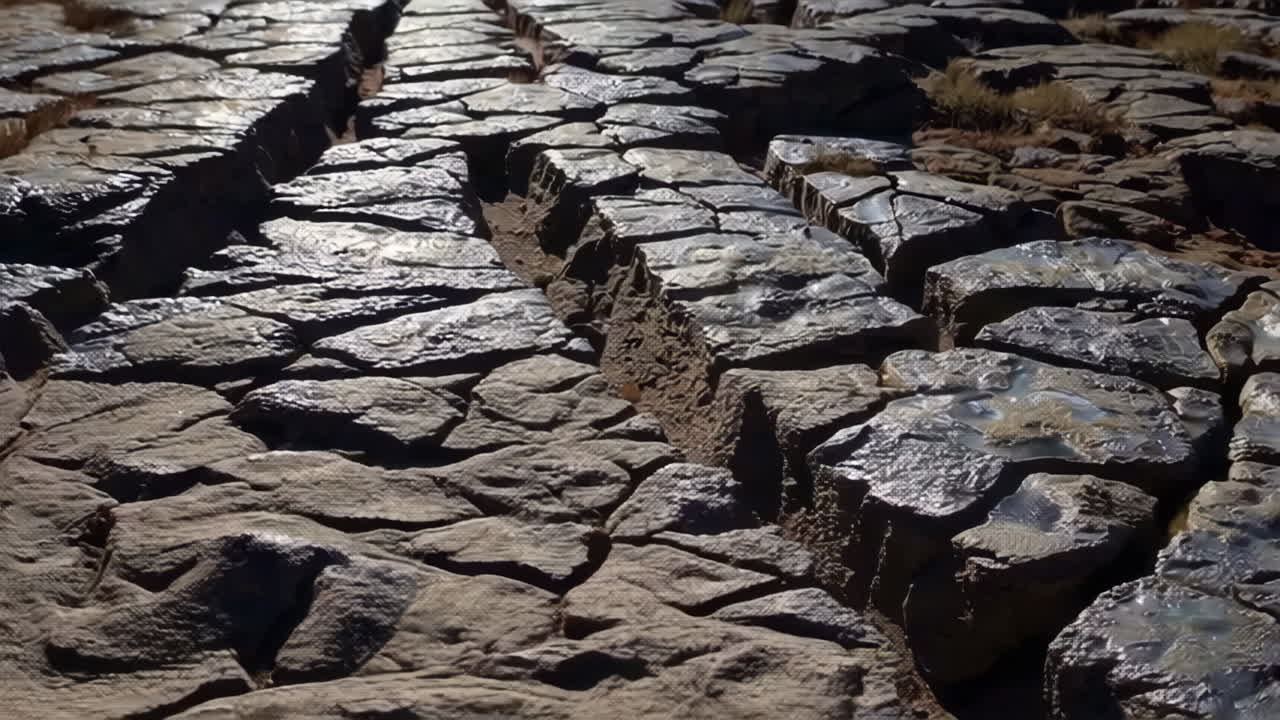 Cracked Stone Surface in a Dry Landscape