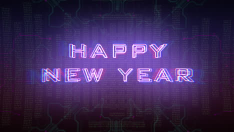 Frohes-Neues-Jahr-Mit-Cyberpunk-matrix-Und-Neon-hud-elementen