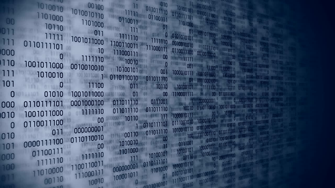 código binario fondo gris. web transmisión en línea con animación de bucle de tecnología digital. número cero y uno. red informática.