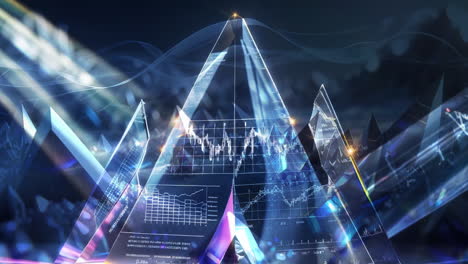 futuristic data visualization on abstract geometric structures